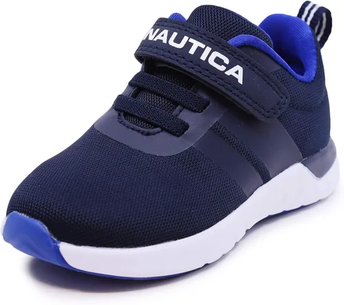 Nautica - Tenis para niños con correa ajustable y cordones elásticos, zapatos informales cómodos para niños y niñas (bebéniño pequeño)