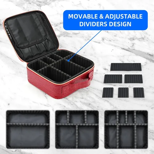 Miniatura 2 de Bolsa de maquillaje, organizador de viaje, estuche de cosméticos, bolsa de almacenamiento portátil para artistas con divisores ajustables