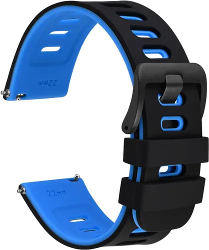 WOCCI Correas de reloj bicolor, goma de silicona, correas de repuesto de liberación rápida para hombres y mujeres, hebilla de acero inoxidable,