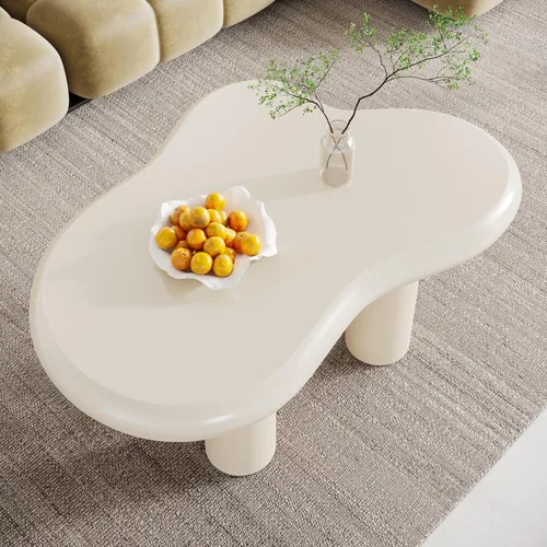 Miniatura 4 de LITTLE TREE Mesa de centro en nube, moderna y bonita, mesa auxiliar de dibujos animados, mesa de té irregular para interiores para espacios