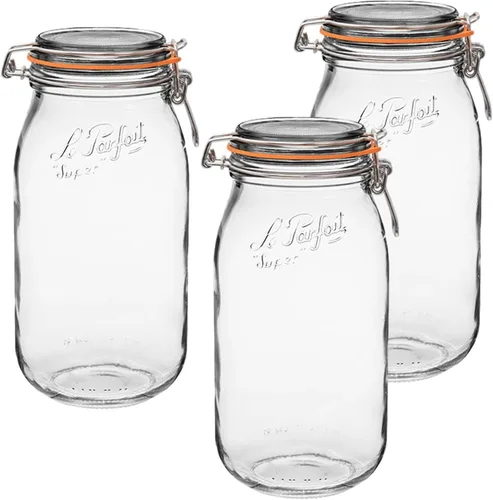 Miniatura 15 de Le Parfait Super Jar - Tarro de conservación de vidrio francés de 500mL con cuerpo redondo, boca ancha, tapa hermética - Tarro de vidrio 16oz