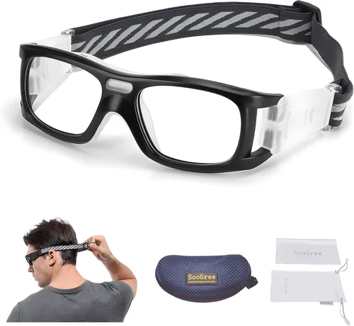 Miniatura 14 de Gafas deportivas – Gafas protectoras de baloncesto con lente extraíble y correa ajustable para gafas
