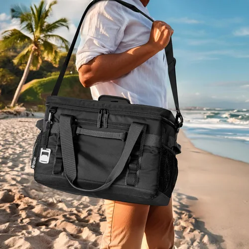 Miniatura 8 de OPUX Bolsa térmica suave, térmica portátil plegable y aislada, 48/60 latas, a prueba de fugas, para acampar en la playa, con correa para el hombro