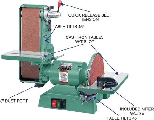Miniatura 2 de Grizzly Industrial G1276-6" x 48" - Lijadora combinada de disco de 12" (1725 rpm)
