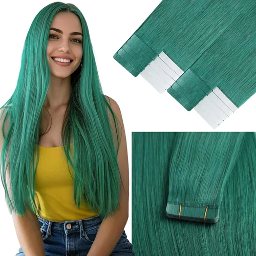 Miniatura 29 de Loxxy Extensiones adhesivas de cabello humano de 12 pulgadas, extensiones de cabello humano real color negro azabache, con cinta adhesiva de trama