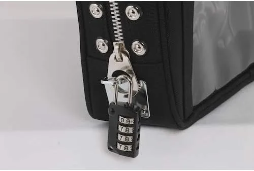 Miniatura 7 de SANEI Luggage Canvas Mailing Pouch L Horseshoe Lock with Metal Clasp No Padlock Included Moss G Black Black 19-3911tcx