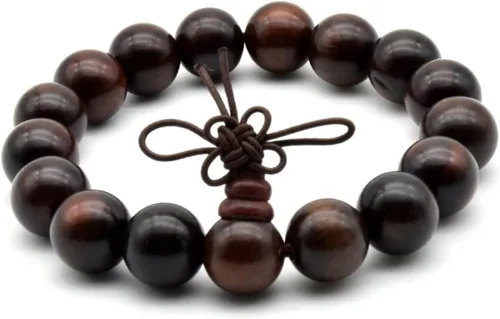 Miniatura 16 de Zen Dear Brazalete y collar de meditación Mala, para cultura budista y oración busita, cuentas de Buddha, unisex, palisandro natural