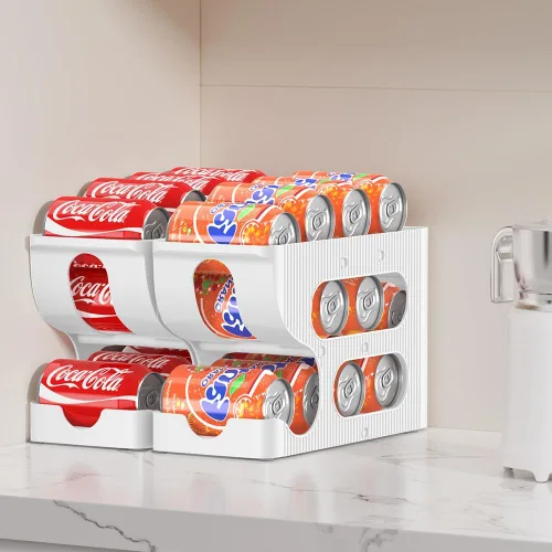 Miniatura 7 de Organizador de latas de soda para despensa/nevera, dispensador/almacenamiento/soporte/contenedor automático de latas con rodillos para refrigerador