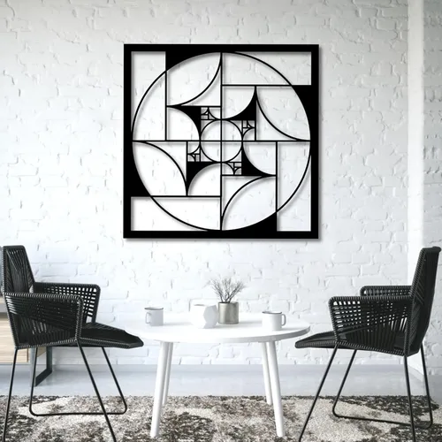Decoración de pared de metal, proporción dorada, decoración de pared en espiral Fibonacci, arte de pared geométrico, arte de pared de metal, espiral