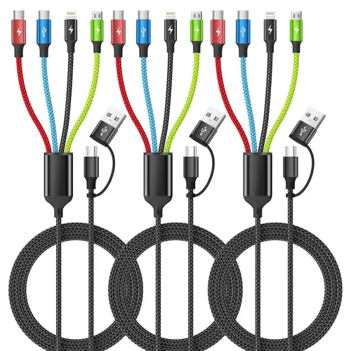 Miniatura 19 de Travel Essentials - Cable de carga múltiple [2 unidades de 5 pies], accesorios de automóvil, cables de carga 4 en 1, cable USB, cargador de teléfono