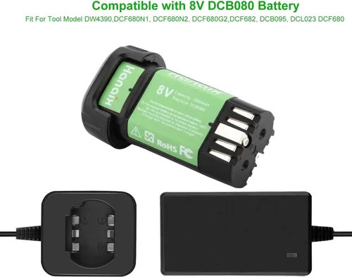 Miniatura 4 de Batería y cargador de 2000mAh 8V para DEWALT DCB080 DW4390 DCF680 DCF680N1 DCF680N2 DCF680G2 DCF682 DCL023 DCB095 Batería