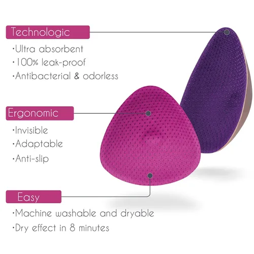 Miniatura 4 de Essential Day - 2 almohadillas de lactancia - Ultra absorbentes - Almohadillas para el pecho reutilizables y lavables - Fugas pesadas - Permanece