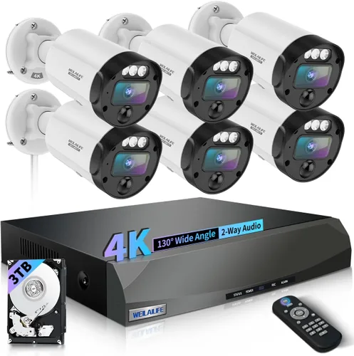 Miniatura 15 de Almacenamiento de 90 días y audio de 2 vías: sistema de cámara de seguridad con cable para exteriores, sistemas de cámara de seguridad con cable