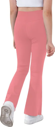 Miniatura 26 de Pantalones de yoga para niñas, cintura cruzada, pierna ancha, pantalones acampanados de entrenamiento de cintura alta