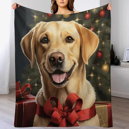Miniatura 7 de Yellow Lab - Manta de Labrador de Navidad, linda y divertida para varios perros y mascotas, manta de verano de 30 x 40 pulgadas, manta de franela