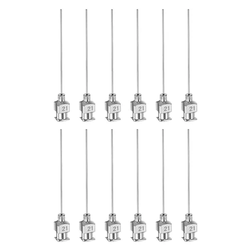 Miniatura 23 de HARFINGTON 12 agujas dispensadoras de acero inoxidable calibre 17, 1 1/2 pulgadas, tubo de aguja de pegamento de metal, puntas romas, Luer Lock