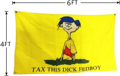 Miniatura 2 de Tax This Dick - Bandera federal de 2 x 3 pies, color vivo, doble costura en el borde, banderas con 4 ojales de latón inoxidables. (2 x 3 pies)