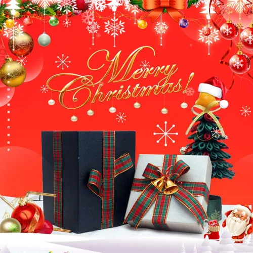 Miniatura 7 de Cinta de Navidad a cuadros 25 yardas cada rollo 100% poliéster con borde tejido gingham para manualidades navideñas, envoltura de regalos