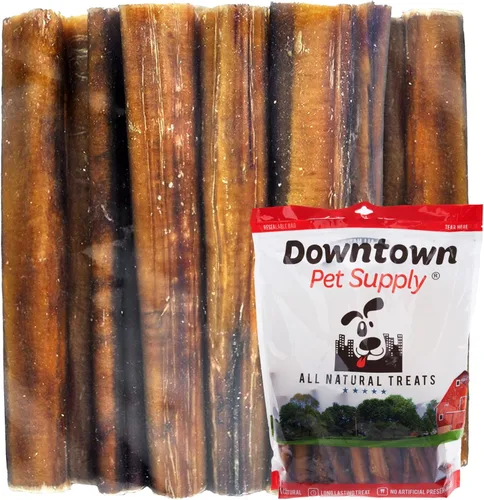 Miniatura 9 de Downtown Pet Supply Bully Sticks - Golosinas dentales y masticables para perro, tiras de carne natural premium de 6 y 12 pulgadas, extra gruesas