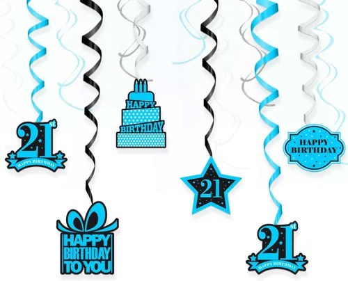 Miniatura 12 de Cartel colgante de feliz cumpleaños número 10 con diseño de remolinos y estrellas, confeti de felicitación a los 10 años de edad, cumpleaños, Hello