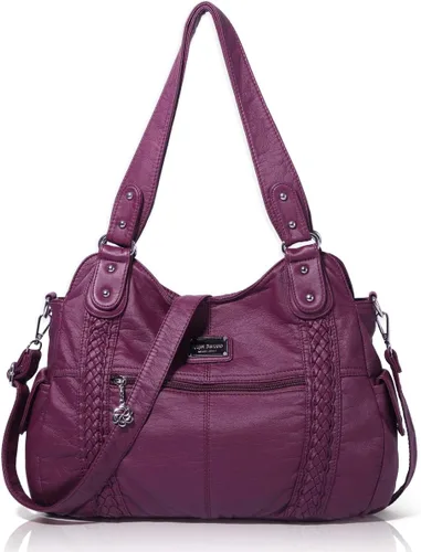 Miniatura 221 de Angel Barcelo - Bolsa de hombro amplia para mujer, diseño Hobo, cuero lavado