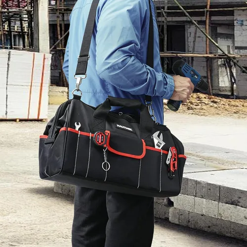 Miniatura 7 de HAUTMEC Juego de 3 Bolsas de Herramientas Grandes, Bolsas de Herramientas de Boca Ancha de Servicio Pesado con Tela 1680D Resistente a Desgarros