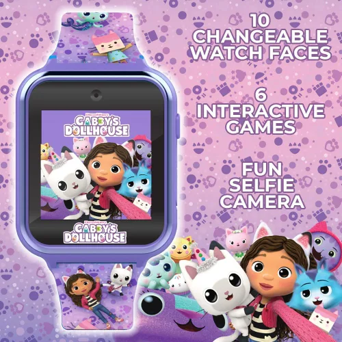 Miniatura 3 de Accutime Niños Gabby's Doll House Morado Reloj inteligente educativo con pantalla táctil para niñas, niños, bebés - Cámara de selfie