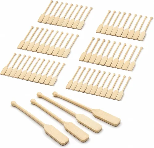 LOGOFUN 48 piezas Mini paleta de madera para barcos modelo 1.9x0.1x0.08in | Remo de barco de madera en miniatura; Decoración de micropaisaje de