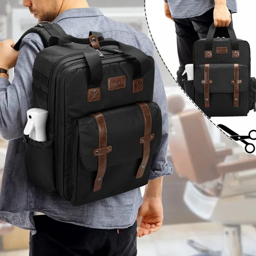 Miniatura 8 de BAFASO Estuche de Barbero de Gran Capacidad, Bolsa de Peluquería de Viaje que Contiene Varias Herramientas de Corte de Cabello (Solo Bolsa), Negro