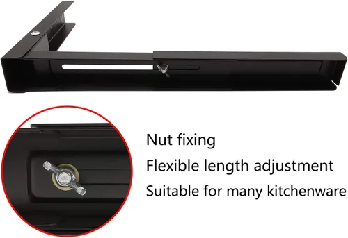 Miniatura 8 de Kit universal de montaje en pared para estante de microondas, brazos extendidos y plegables, para la mayoría de microondas, color negro, 1 par