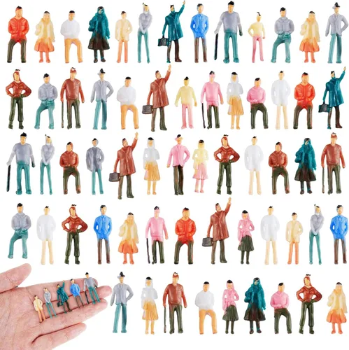 Gejoy 80 piezas de figuras de personas en miniatura a escala 1:75, trenes arquitectónicos, de plástico, de 0.98 pulgadas, mini personas pequeñas