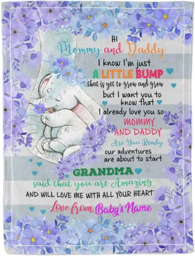 Manta personalizada con diseño de elefante, regalo para mamá recién nacida, regalo para papá nuevo, abuela dijo que eres increíble, regalo para mamá
