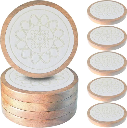 Miniatura 14 de Posavasos de madera para bebidas, Minacun conjuntos de posavasos absorbentes de 5, posavasos para bebidas para protección de mesa de café