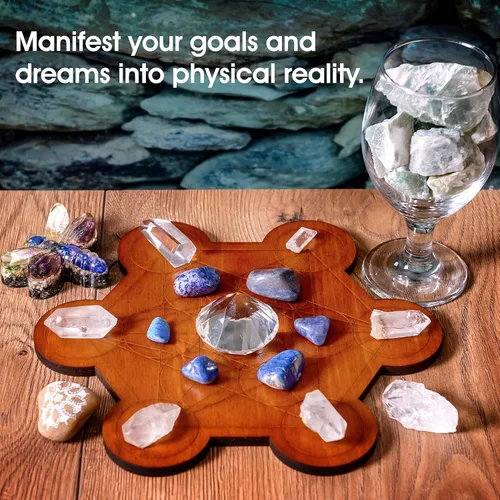 Miniatura 4 de Tablero de rejilla de cristal para piedras, cubo de Metatrón de 10 pulgadas de diámetro, tablero de geometría sagrada, amplifica el poder de tus