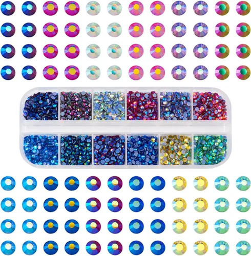 Miniatura 10 de Craftdady 5500 diamantes de imitación de cristal facetado de 0.079 pulgadas, 11 colores puntiagudos en la parte posterior, piedras natales