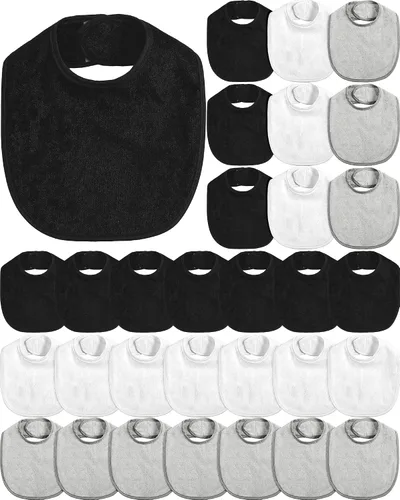 Miniatura 10 de JaGely Paquete de 30 baberos de muselina para bebé, multicolor, sólido, unisex, impermeable, alimentador ajustable para dentición y babeo