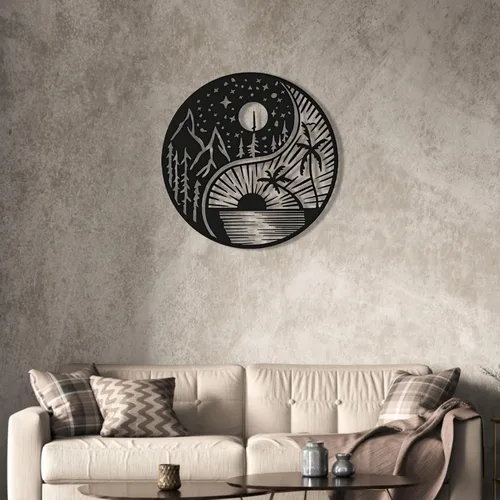 Miniatura 6 de Ying Yang Sun and Moon Metal, decoración de pared de metal Yin Yang, Sun Moon Metal, decoración de pared de metal, sol y luna, arte de pared
