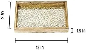 Miniatura 6 de nu steel Bandeja de mosaico para encimera de baño de lujo, soporte para toalla de mano de invitados, reloj, aretes, cepillo de maquillaje, vidrio