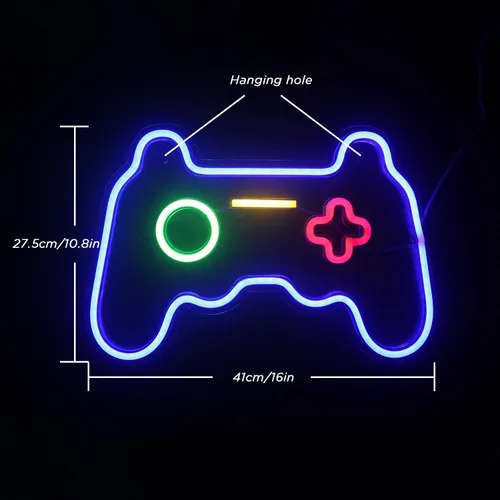 Miniatura 7 de Letreros LED de neón, con forma de gamepad para decoración de habitación de jugadores, decoración de pared de dormitorio, letrero de neón