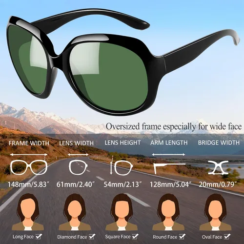 Miniatura 165 de Joopin Lentes de sol de gran tamaño para mujer, polarizados, grandes, para conducción, protección UV, grandes sombras