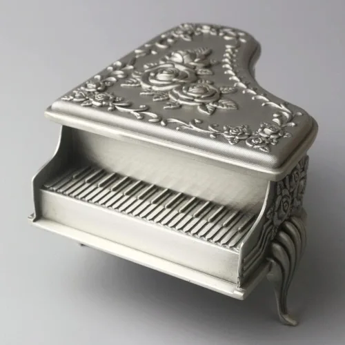 Miniatura 7 de ROSIKING Caja de música de aleación de metal en relieve y caja de música con movimiento dorada para Navidad/Cumpleaños/Día de San Valentín