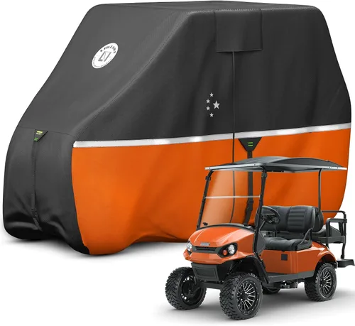 Miniatura 10 de Funda para carrito de golf para 2 pasajeros EZGO, Club Car, Yamaha, 420D, impermeable, resistente al viento, resistente al sol, para exteriores
