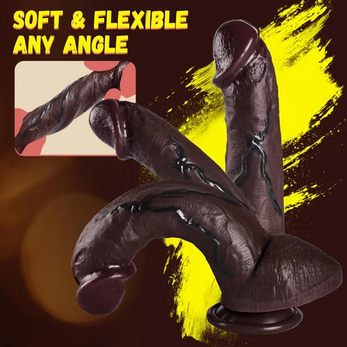 Miniatura 5 de Consolador sexual realista de silicona, consolador realista de doble densidad de 8 pulgadas con ventosa fuerte, juguete sexual para adultos
