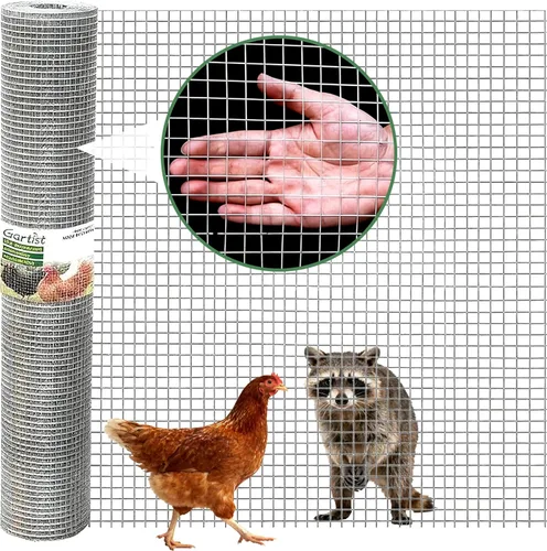 Miniatura 8 de Gartist 1/2 pulg. 16"x50' Galvanizada Tela de Malla, 19Ga Alambre de Gallinero Soldado en Caliente por Puntos, Rollo de Valla para Prevenir