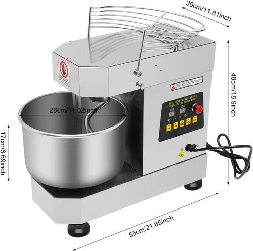 Miniatura 7 de Mezclador de alimentos comercial de 12 cuartos de galón / 10 L con función de temporizador, máquina de amasado de masa eléctrica de 750 W 110 V
