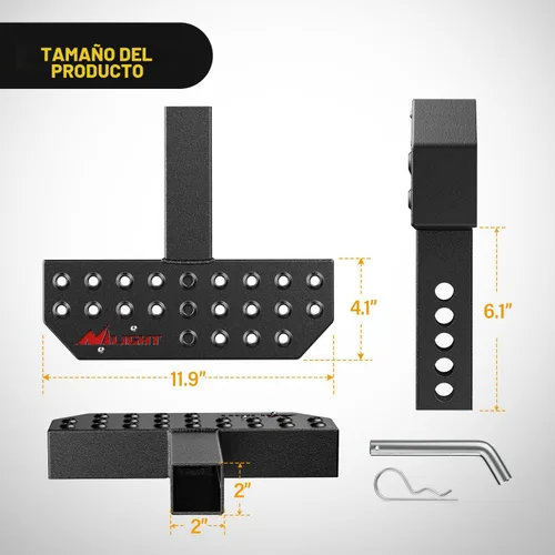 Miniatura 2 de Nilight Escalón de Enganche con Receptor de Enganche de 2" Protector de Parachoques Trasero de 11.9 Pulgadas con Clip de Pasador de Enganche de 5/8