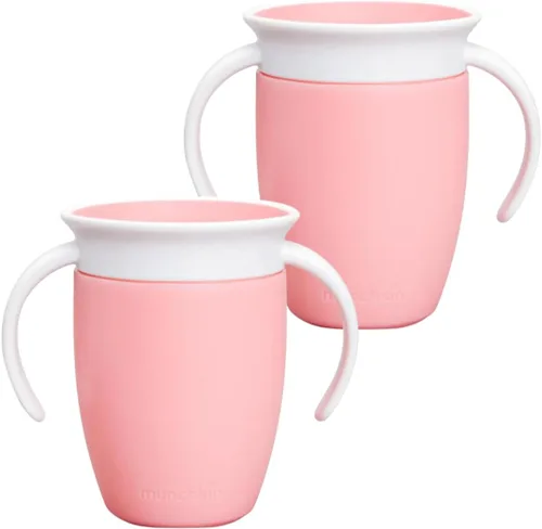 Tazas Munchkin Miracle 360 para niños pequeños, vasos entrenadores, tazas para niños pequeños a prueba de derrames, con diseño sin boquilla Rosa 2