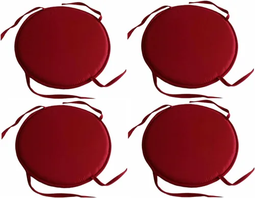 Miniatura 13 de Womenyiaor Juego de 4 cojines redondos para sillas para interiores y exteriores, con lazos, juego de bistró, almohadillas para sillas de comedor