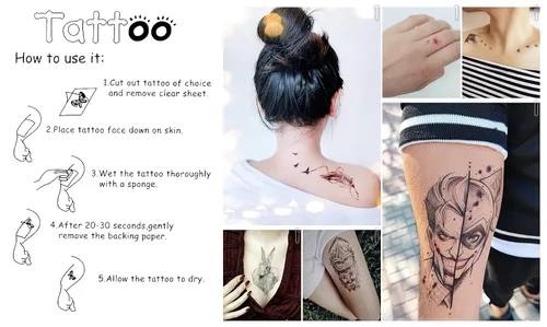Miniatura 3 de Pata de lobo tatuajes negros temporales impermeables para hombres mujeres diseño artes cuerpo cuello pecho hombro piernas brazo espalda pegatinas