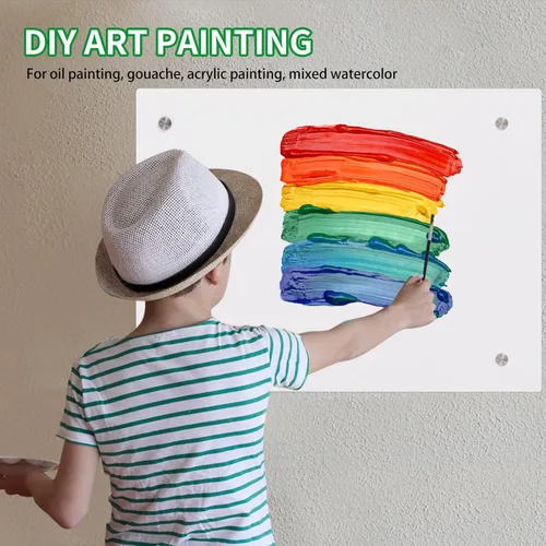 Miniatura 3 de iCAGY Pizarra blanca acrílica de borrado en seco para pared, pequeña pizarra blanca para oficina, hogar y niños, diseño elegante, fácil instalación